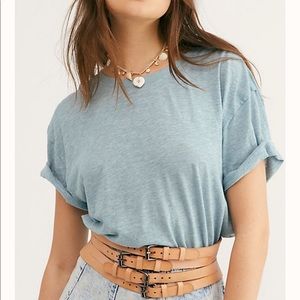 FREE PEOPLE CLARITY RINGER TEE (Blue) size XL